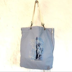 New York New York distressed canvas Tote.
